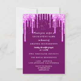 Invitación Dulce Dieciséis Vestidos Purpurina Drip Perforas r