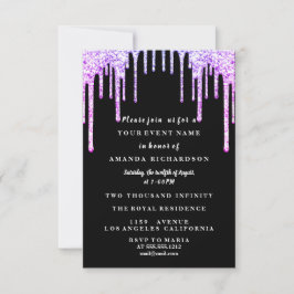 Invitación Dulce Dieciséis Vestidos Purpurina Drip Rosado Rea
