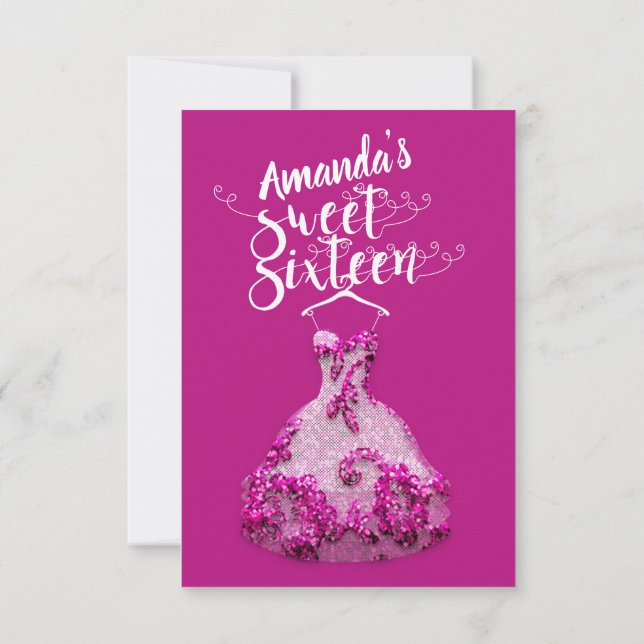 Invitación Dulce Dieciséis Vestidos Rosa Floral Princesa Lace (Reverso)