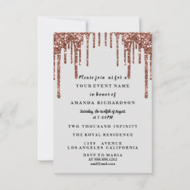 Invitación Dulce Dieciséis Vestidos Rosas Purpurina Drin Gris