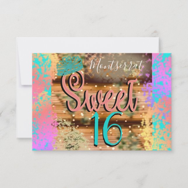 Invitación Dulce Dieciséis Vintage Boho Turquoise Gold Rustic (Anverso)