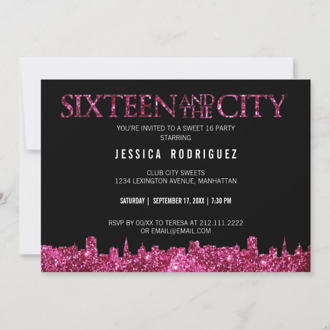 Invitación Dulce dieciséis y la fiesta de cumpleaños del (Anverso)