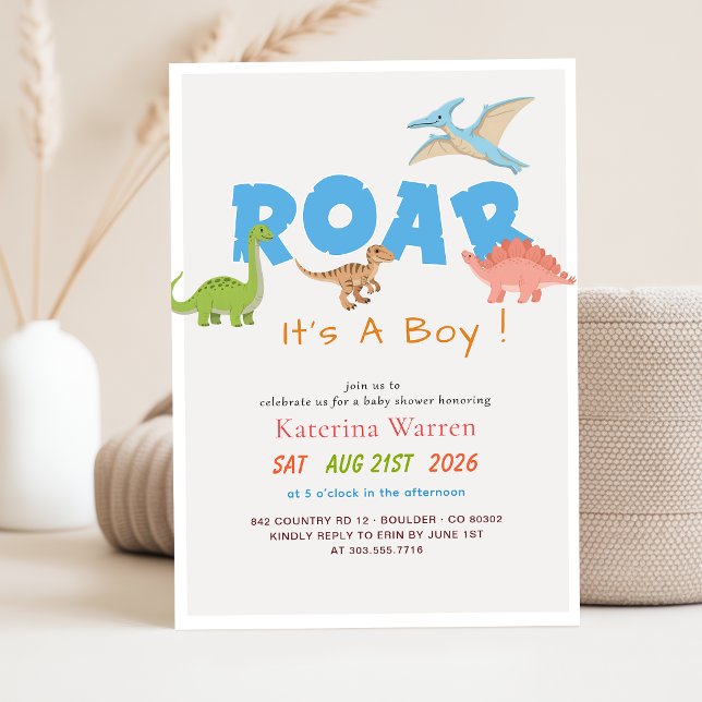 Invitación Dulce Dinosaurio Bebé Niño Shower de Bebé (Subido por el creador)