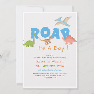 Invitación Dulce Dinosaurio Bebé Niño Shower de Bebé
