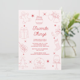 Invitación Dulce divertido rosa dibujado a mano Cosas favorit