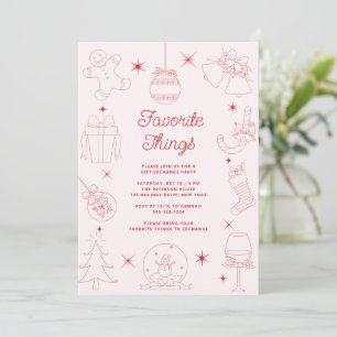 Invitación Dulce divertido rosa dibujado a mano Cosas favorit