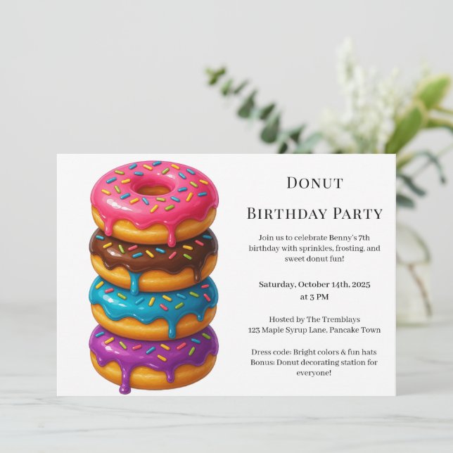 Invitación Dulce Donut Brunch | Celebración de cumpleaños (Anverso de pie)