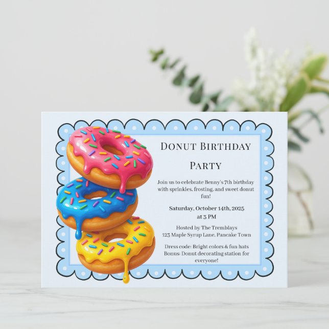 Invitación Dulce Donut Brunch | Celebración de cumpleaños (Anverso de pie)