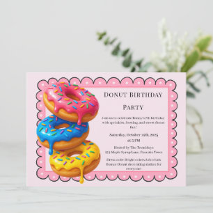 Invitación Dulce Donut Brunch   Celebración de cumpleaños
