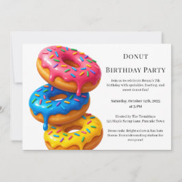 Invitación Dulce Donut Brunch | Celebración de cumpleaños