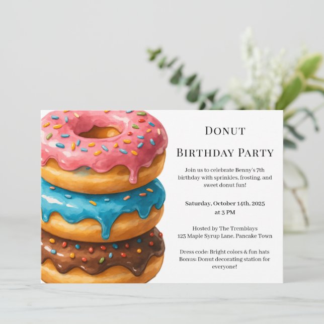 Invitación Dulce Donut Brunch | Celebración de cumpleaños (Anverso de pie)
