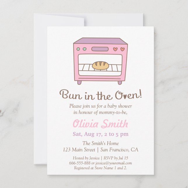 Invitación Dulce Doodle Bun en el Horno Baby Shower (Anverso)