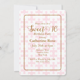 Invitación Dulce Dorado Rosa Y Blanco Puzzle Controlado 16