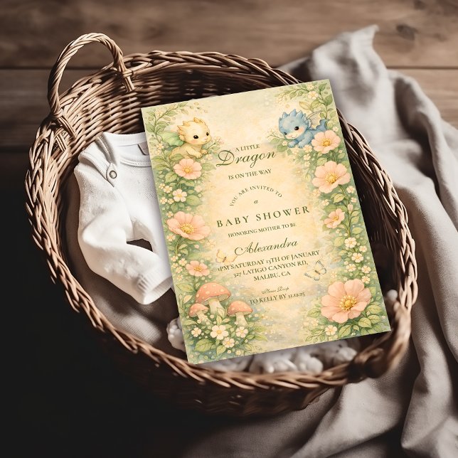 Invitación Dulce Dragón Bebé Cumplecuento para Baby Shower (Subido por el creador)