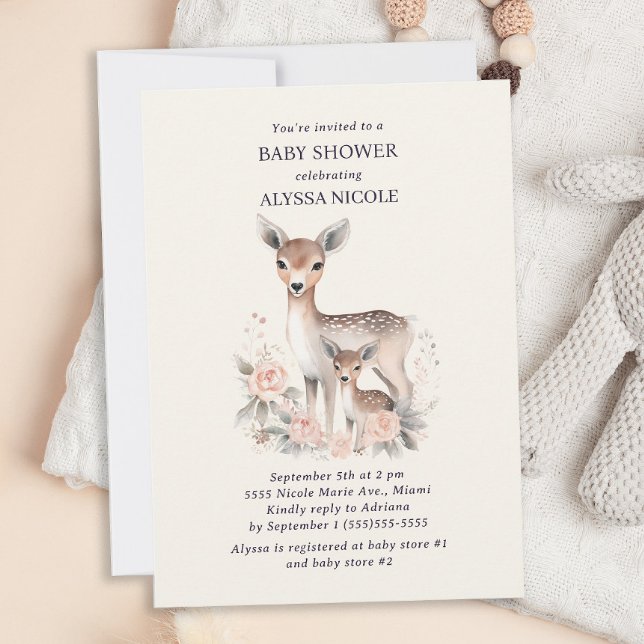 Invitación Dulce Ducha de Bebé Cierva Bebé Niña Madre (Subido por el creador)