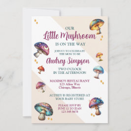 Invitación Dulce ducha de bebé de hongos boho