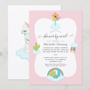 Invitación Dulce ducha de bebé de llama por correo
