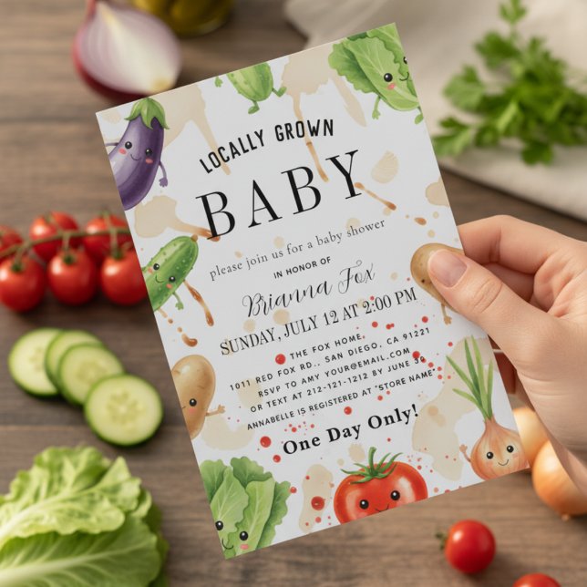 Invitación Dulce ducha de bebé de verduras cultivadas localme (Subido por el creador)