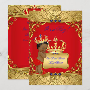 Invitación Dulce Ducha de Bebé Étnico Niño Rojo Regio Azul Re