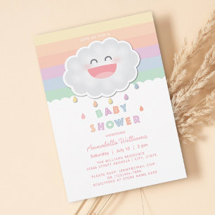 Invitación Dulce Ducha de Bebé Lluvia de Nubes Arcoíris