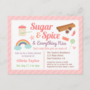 Invitación Dulce Ducha de Bebé Niña Azúcar y Especias