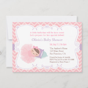 Invitación Dulce ducha de bebé niña bailarina dormida