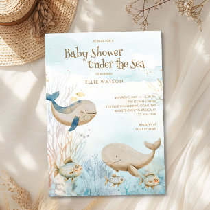 Invitación Dulce Ducha de Bebé Océano Neutral Bajo el Mar
