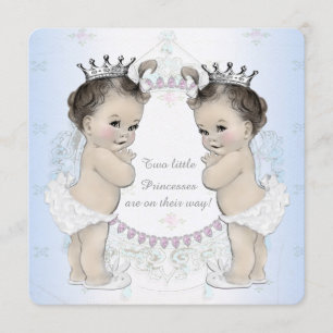 Invitación Dulce Ducha de Bebé para Niñas Gemelas