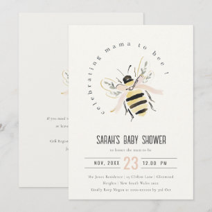 Invitación Dulce Ducha de Bebé Pastel Neutral Mum To Bee