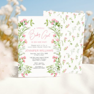 Invitación Dulce ducha floral rosa moderna para niña