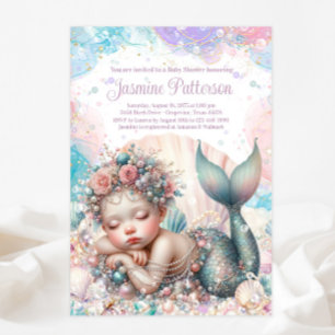 Invitación Dulce Duerme Sirena Baby Shower