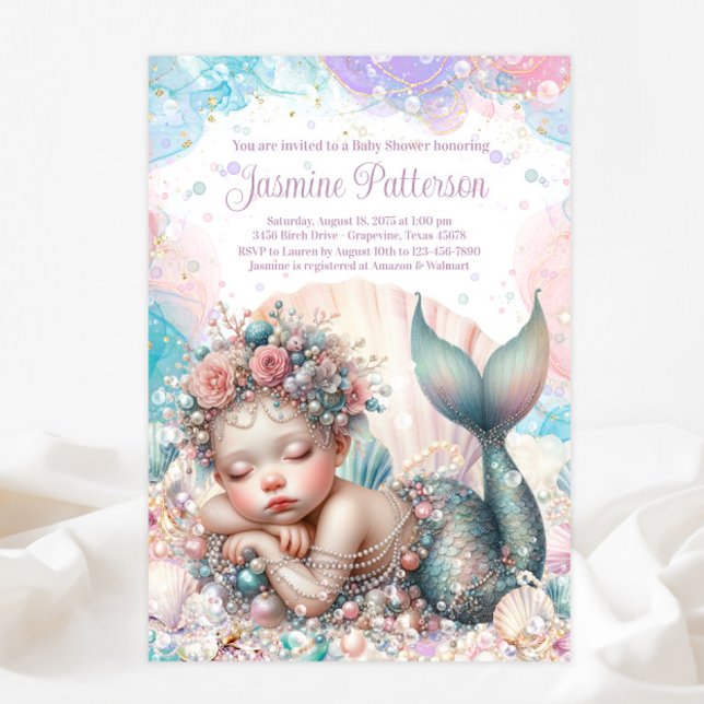Invitación Dulce Duerme Sirena Baby Shower (Subido por el creador)