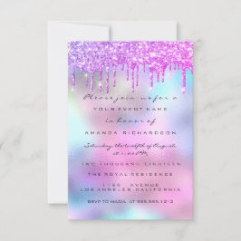 Invitación Dulce dulce 16 de la ducha azul holográfica