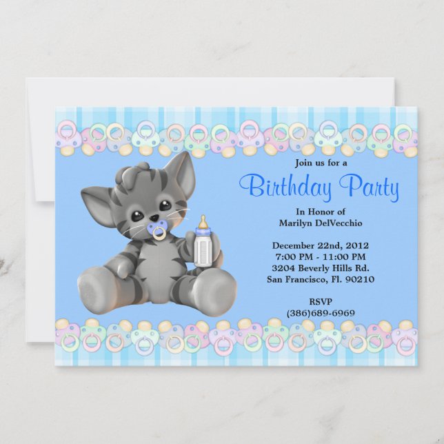 Invitación Dulce dulce bebé Tigre azul cumpleaños (Anverso)