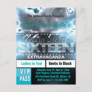 Invitación Dulce dulce de diamante Dieciséis VIP Pass Invitad