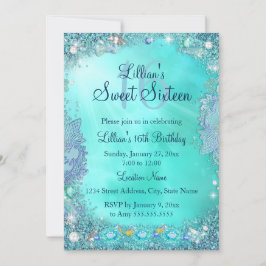 Invitación Dulce dulce de la manteca oceánica verde azulada 1