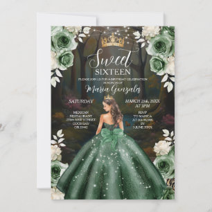 Invitación Dulce dulce de vestido verde esmeralda de los bosq