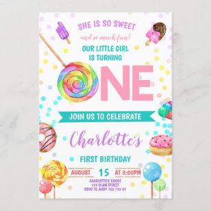 Invitación Dulce dulce dulce dulce dulce primer cumpleaños de