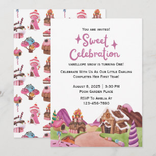 Invitación dulce dulce dulce fiesta de cumpleaños temática de