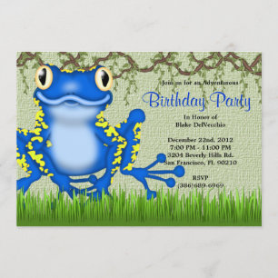 Invitación Dulce dulce jungla de rana azul cumpleaños