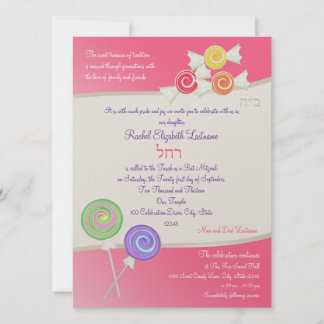 Invitación Dulce dulce murciélago Mitzvah Watermelon Oscuro R