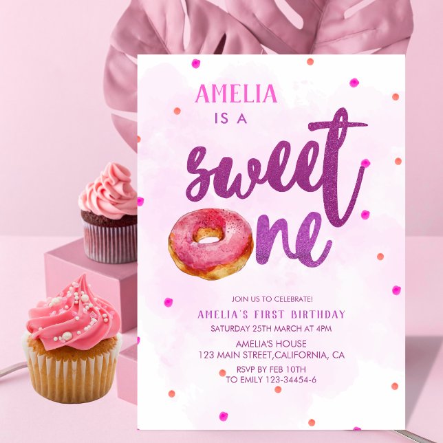 Invitación Dulce dulce un donut chica primer cumpleaños (Subido por el creador)