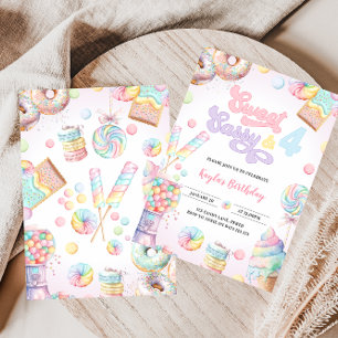 Invitación Dulce dulce y cuatro Pastel Candyland cuarto cumpl