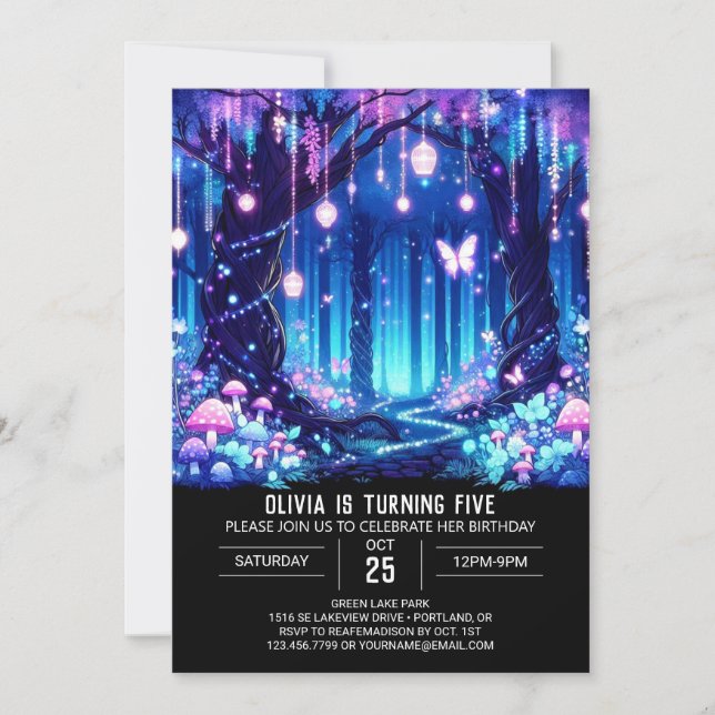 Invitación Dulce dulce y encantado cumpleaños digital de Wood (Anverso)