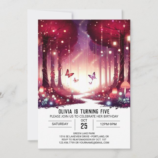 Invitación Dulce dulce y encantado cumpleaños digital de Wood (Anverso)
