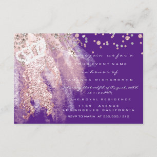 Invitación Dulce duodécima Corona Ducha Noche Miss Rosa Púrpu