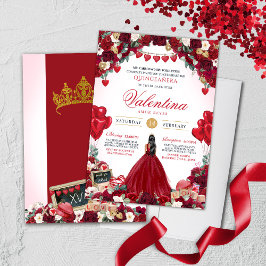Invitación Dulce El día de San Valentín Rosa Rojo Floral Quin