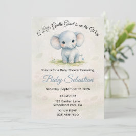 Invitación Dulce Elefante Azul Niño Baby Shower