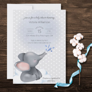 Invitación Dulce Elefante Bebé Baby Shower