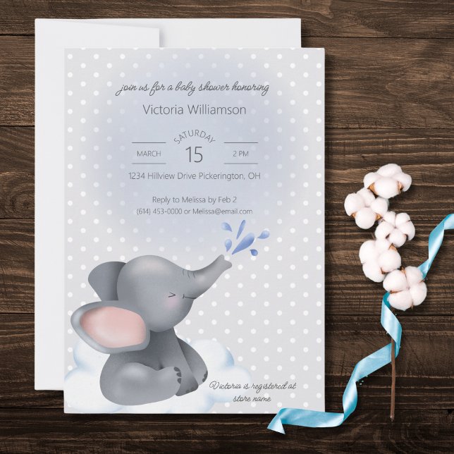 Invitación Dulce Elefante Bebé Baby Shower (Subido por el creador)